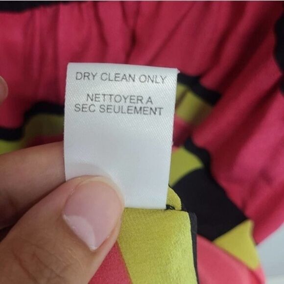 Nannet Lepore Shirt Womens 4 Silk Striped Red/Green - Picture 8 of 9